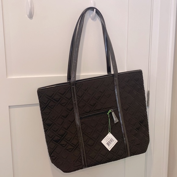 Vera Bradley Brown Quilt Tote.  Approx 20” long and 14” high.  NEW with TAGS - Picture 1 of 9